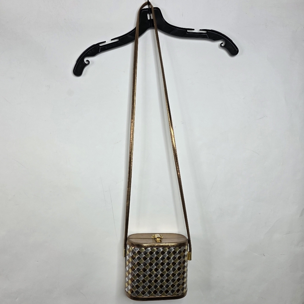 Vintage Benchmade leatherworks Inc. braided gold silver leather structured bag - Picture 12 of 12